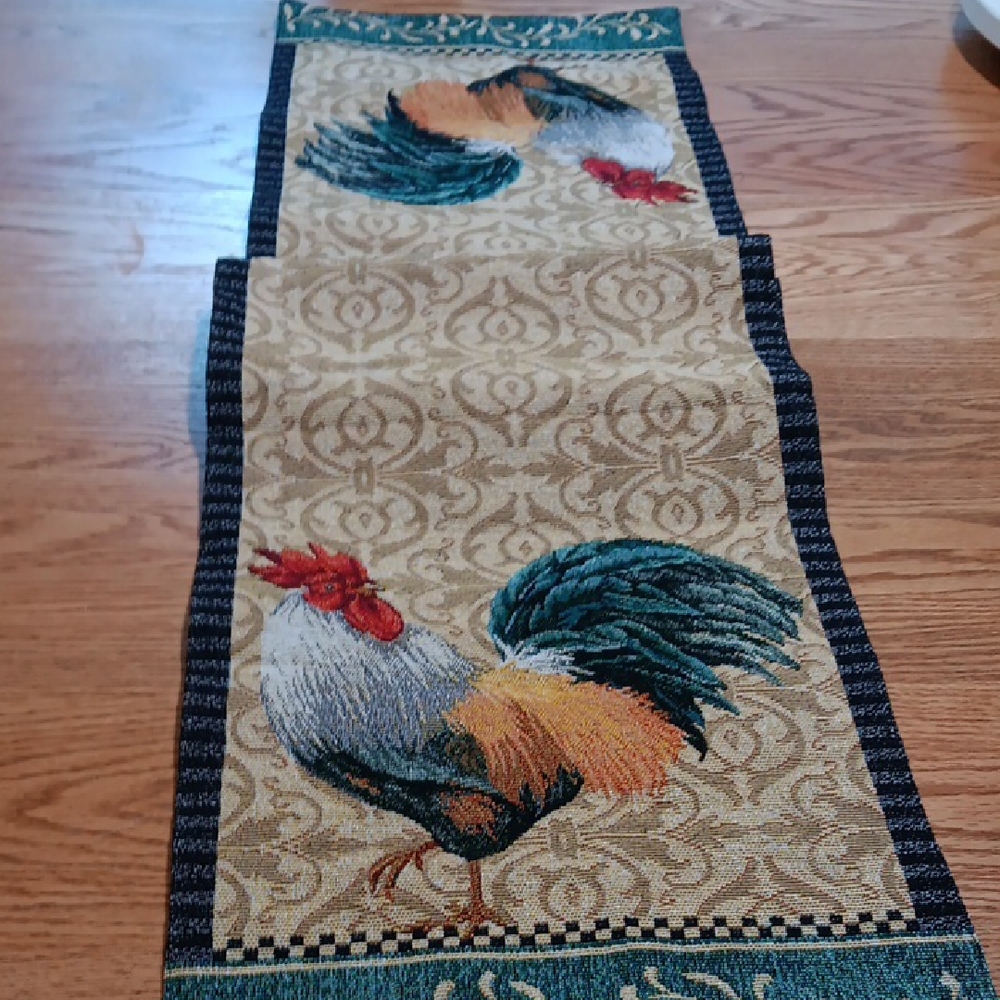 Rooster Tapestry Table Runner